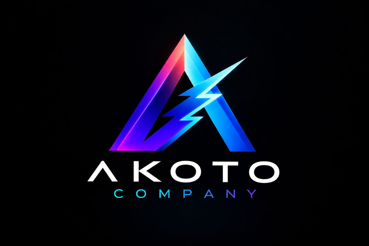 Logo AKOTO COMPANY, A stylisé aux dégradés bleu, cyan et violet